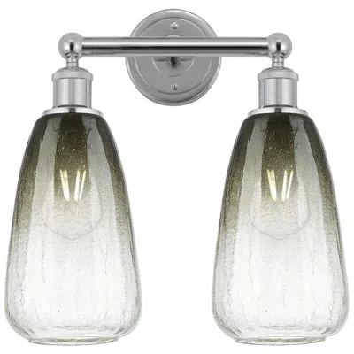 Innovations Lighting Edison Brookhaven Almond 15"w 2 Light Chrome Bath Light W/ Slate Shade