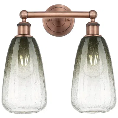 Innovations Lighting Edison Brookhaven Almond 15"w 2 Light Copper Bath Light W/ Slate Shade
