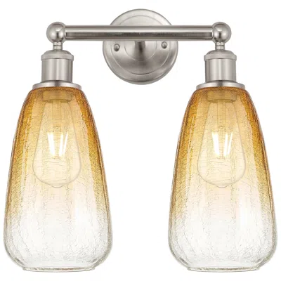 Innovations Lighting Edison Brookhaven Almond 15"w 2 Light Nickel Bath Light W/ Amber Shade
