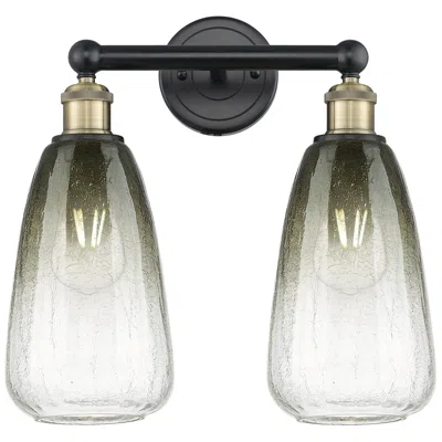 Innovations Lighting Edison Brookhaven Almond 15"w 2-lt Black Brass Vanity W/ Slate Shade