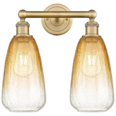 Innovations Lighting Edison Brookhaven Almond 15"w 2-lt Brushed Brass Vanity W/ Amber Shade