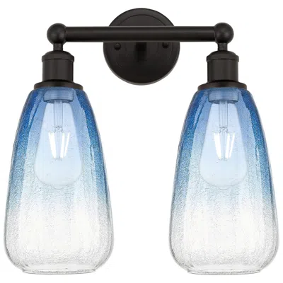 Innovations Lighting Edison Brookhaven Almond 15"w 2-lt Oiled Bronze Vanity W/ Sapphire Shade