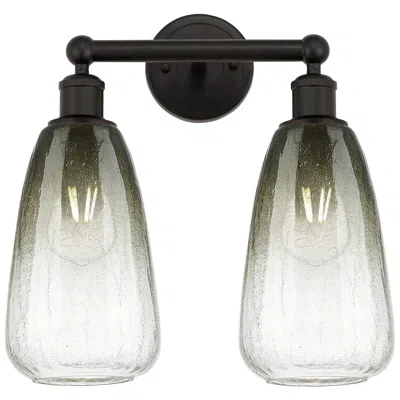 Innovations Lighting Edison Brookhaven Almond 15"w 2-lt Oiled Bronze Vanity W/ Slate Shade