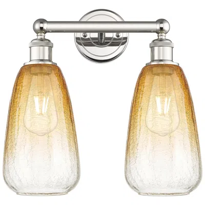 Innovations Lighting Edison Brookhaven Almond 15"w 2-lt Polished Nickel Vanity W/ Amber Shade