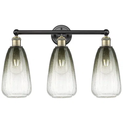 Innovations Lighting Edison Brookhaven Almond 24"w 3-lt Black Brass Vanity W/ Slate Shade