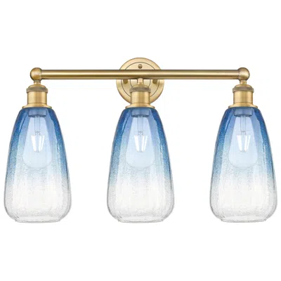 Innovations Lighting Edison Brookhaven Almond 24"w 3-lt Brushed Brass Vanity W/ Sapphire Shade