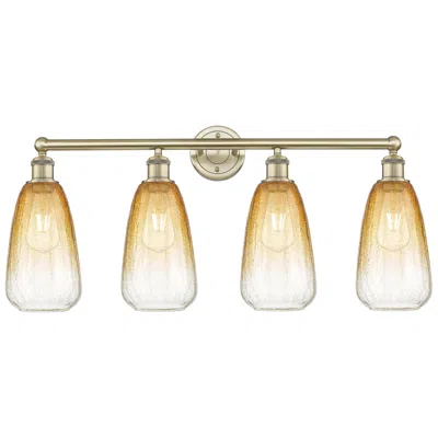 Innovations Lighting Edison Brookhaven Almond 33"w 4 Light Brass Bath Light W/ Amber Shade