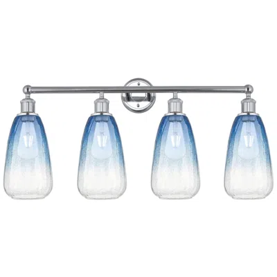 Innovations Lighting Edison Brookhaven Almond 33"w 4 Light Chrome Vanity W/ Sapphire Shade