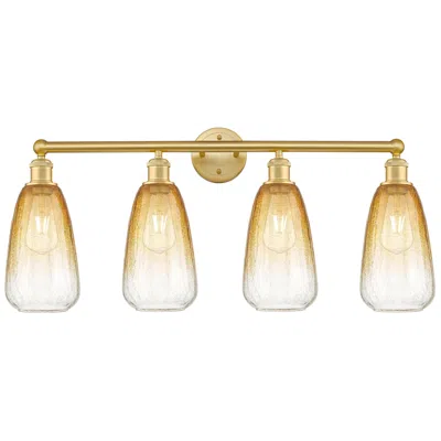 Innovations Lighting Edison Brookhaven Almond 33"w 4 Light Gold Vanity Light W/ Amber Shade