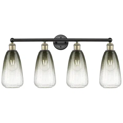 Innovations Lighting Edison Brookhaven Almond 33"w 4-lt Black Brass Vanity W/ Slate Shade