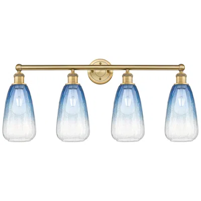 Innovations Lighting Edison Brookhaven Almond 33"w 4-lt Brushed Brass Vanity W/ Sapphire Shade