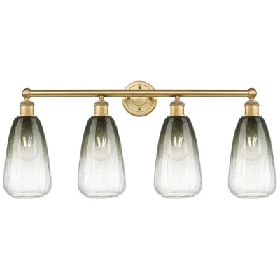 Innovations Lighting Edison Brookhaven Almond 33"w 4-lt Brushed Brass Vanity W/ Slate Shade