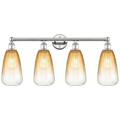 Innovations Lighting Edison Brookhaven Almond 33"w 4-lt Polished Nickel Vanity W/ Amber Shade