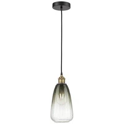 Innovations Lighting Edison Brookhaven Almond 6"w Black Brass Cord Pendant W/ Slate Shade