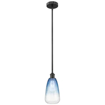 Innovations Lighting Edison Brookhaven Almond 6"w Black Stem Mini Pendant W/ Sapphire Shade