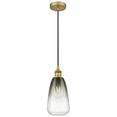 Innovations Lighting Edison Brookhaven Almond 6"w Brushed Brass Cord Pendant W/ Slate Shade