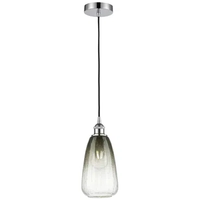 Innovations Lighting Edison Brookhaven Almond 6"w Chrome Cord Mini Pendant W/ Slate Shade
