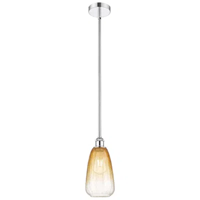 Innovations Lighting Edison Brookhaven Almond 6"w Chrome Stem Mini Pendant W/ Amber Shade