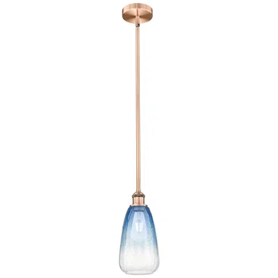 Innovations Lighting Edison Brookhaven Almond 6"w Copper Stem Pendant W/ Sapphire Shade