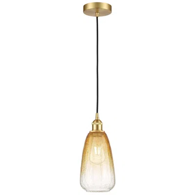 Innovations Lighting Edison Brookhaven Almond 6"w Gold Cord Mini Pendant W/ Amber Shade
