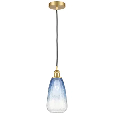 Innovations Lighting Edison Brookhaven Almond 6"w Gold Cord Mini Pendant W/ Sapphire Shade