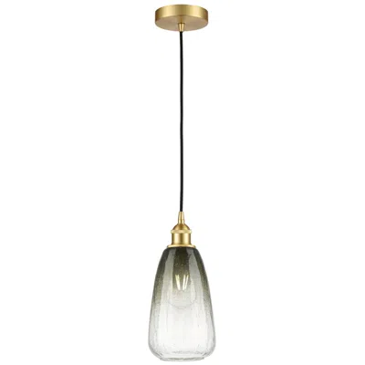 Innovations Lighting Edison Brookhaven Almond 6"w Gold Cord Mini Pendant W/ Slate Shade