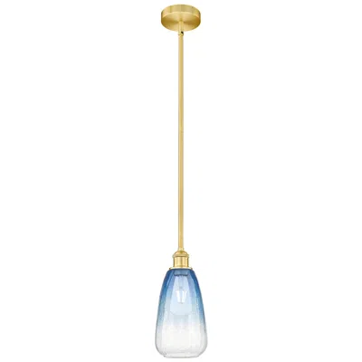 Innovations Lighting Edison Brookhaven Almond 6"w Gold Stem Mini Pendant W/ Sapphire Shade