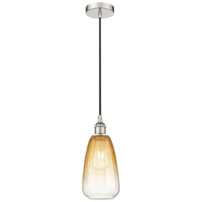 Innovations Lighting Edison Brookhaven Almond 6"w Polished Nickel Cord Pendant W/ Amber Sha