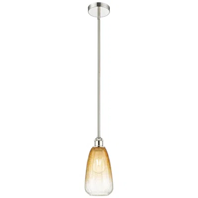 Innovations Lighting Edison Brookhaven Almond 6"w Polished Nickel Stem Pendant W/ Amber Shade