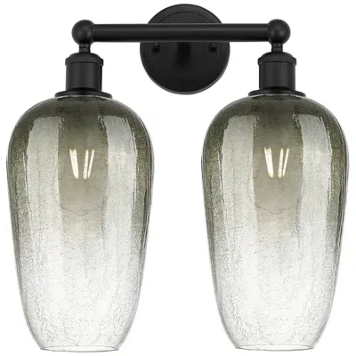 Innovations Lighting Edison Brookhaven Flute 16"w 2 Light Black Vanity Light W/ Slate Shade