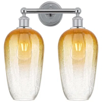 Innovations Lighting Edison Brookhaven Flute 16"w 2 Light Chrome Bath Light W/ Amber Shade