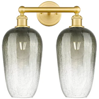 Innovations Lighting Edison Brookhaven Flute 16"w 2 Light Gold Vanity Light W/ Slate Shade In Gray