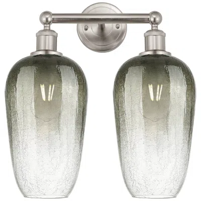 Innovations Lighting Edison Brookhaven Flute 16"w 2 Light Nickel Bath Light W/ Slate Shade