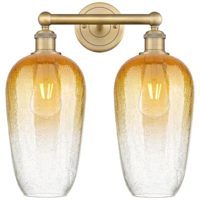 Innovations Lighting Edison Brookhaven Flute 16"w 2-lt Brushed Brass Vanity W/ Amber Shade
