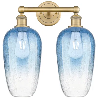 Innovations Lighting Edison Brookhaven Flute 16"w 2-lt Brushed Brass Vanity W/ Sapphire Shade