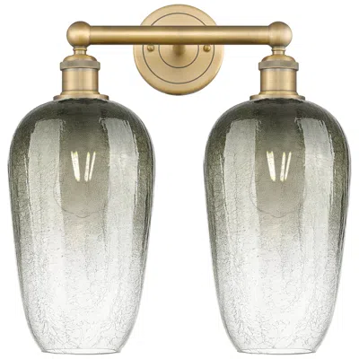 Innovations Lighting Edison Brookhaven Flute 16"w 2-lt Brushed Brass Vanity W/ Slate Shade In Gold
