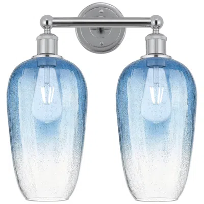 Innovations Lighting Edison Brookhaven Flute 16"w 2-lt Chrome Bath Light W/ Sapphire Shade