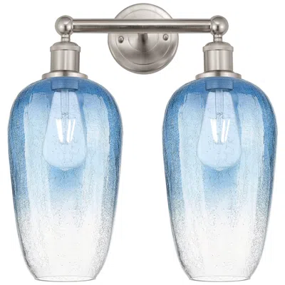 Innovations Lighting Edison Brookhaven Flute 16"w 2-lt Nickel Bath Light W/ Sapphire Shade