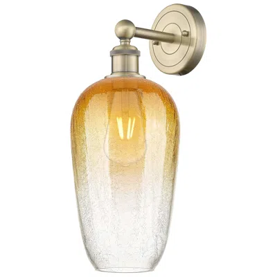 Innovations Lighting Edison Brookhaven Flute 17" High Antique Brass Sconce With Amber Shade