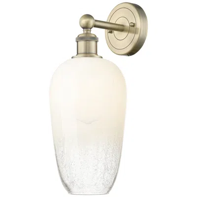 Innovations Lighting Edison Brookhaven Flute 17" High Antique Brass Sconce With Opal Shade