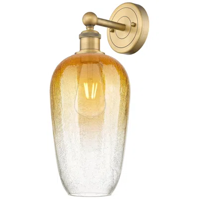 Innovations Lighting Edison Brookhaven Flute 17" High Brushed Brass Sconce With Amber Shade