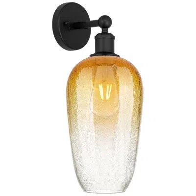 Innovations Lighting Edison Brookhaven Flute 17" High Matte Black Sconce With Amber Shade
