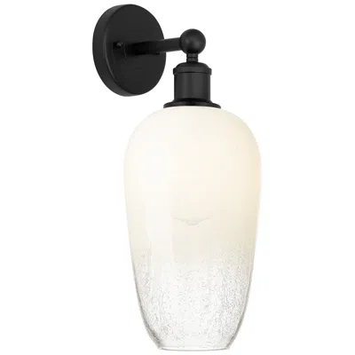 Innovations Lighting Edison Brookhaven Flute 17" High Matte Black Sconce With Opal Shade