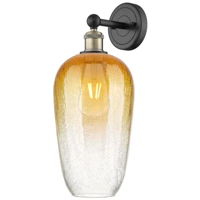 Innovations Lighting Edison Brookhaven Flute 17"h Black And Brass Sconce With Amber Shade