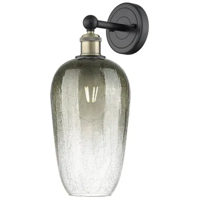 Innovations Lighting Edison Brookhaven Flute 17"h Black And Brass Sconce With Slate Shade