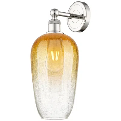 Innovations Lighting Edison Brookhaven Flute 17"h Polished Nickel Sconce With Amber Shade In Gold