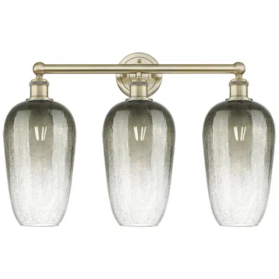 Innovations Lighting Edison Brookhaven Flute 25"w 3 Light Brass Vanity Light W/ Slate Shade In Green