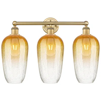 Innovations Lighting Edison Brookhaven Flute 25"w 3-lt Brushed Brass Vanity W/ Amber Shade