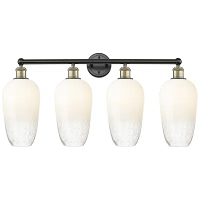 Innovations Lighting Edison Brookhaven Flute 34"w 4 Light Black Brass Vanity W/ Opal Shade