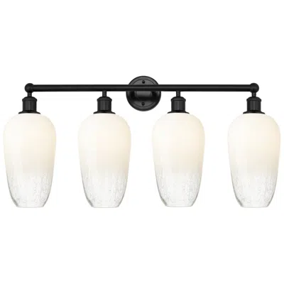 Innovations Lighting Edison Brookhaven Flute 34"w 4 Light Black Vanity Light W/ Opal Shade
